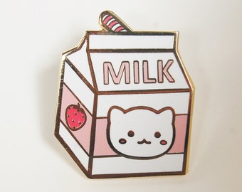 Strawberry Milk Carton Hard Enamel Pin