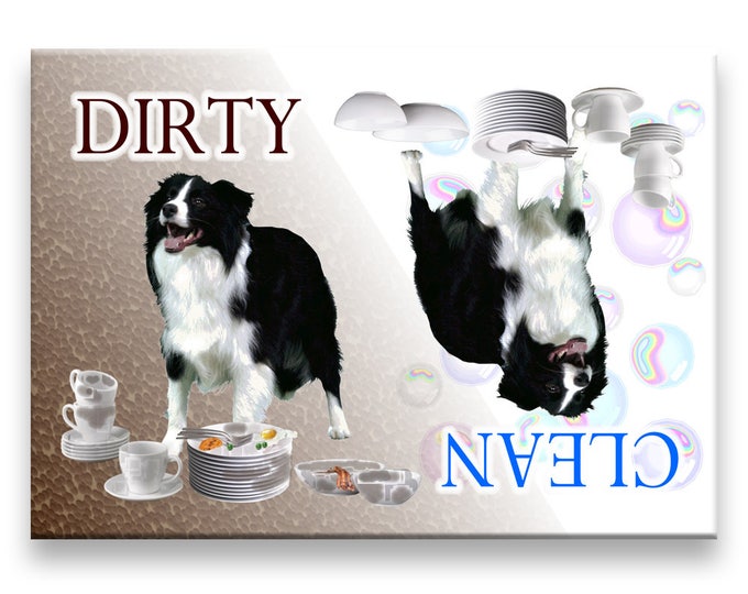 Border Collie Clean Dirty Dishwasher Magnet No 1