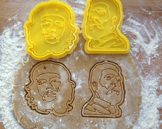Che Guevara and Fidel Castro cookie cutters set. Comandante cookie stamps. Che Guevara cookies