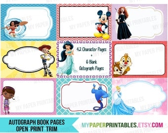 Disney Autograph Book Printable DIY INSTANT DOWNLOAD Disney World, Disneyland or Disney Cruise! Disney Signature Pages Princess Autograph