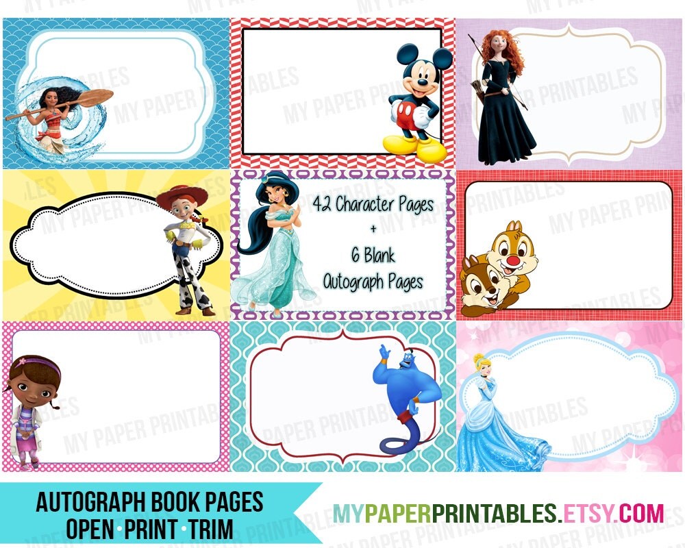 Disney Autograph Book Printable DIY INSTANT DOWNLOAD Disney