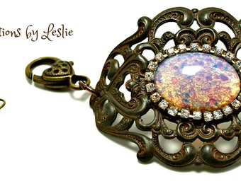 Vintage Inspired Opal Rusty Brown Bracelet and Earrings