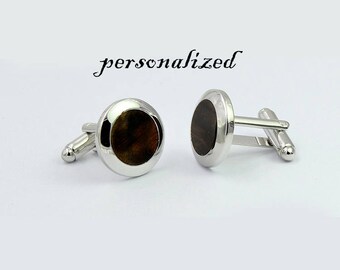 Real WOOD CUFF LINKS/wood cufflinks / silver/ Rustic / 5th anniversary / Groomsmen Gift /Carpenter / Choice of Color / Wooden Cufflinks