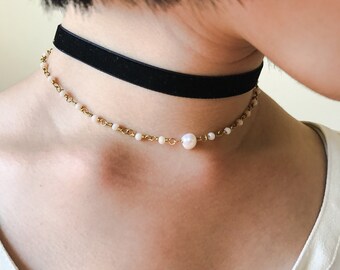 SALE Black Velvet Choker, Everyday Black Choker, Boho Jewelry, 90s Choker, Layering Necklace, 90s Grunge, Kylie Jenner Choker