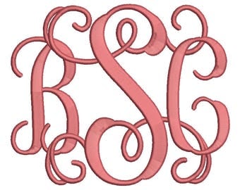 Vine Monogram Embroidery Font 4 Size Font Machine Embroidery Font Instant Download 9 Formats Embroidery Pattern PES and BX