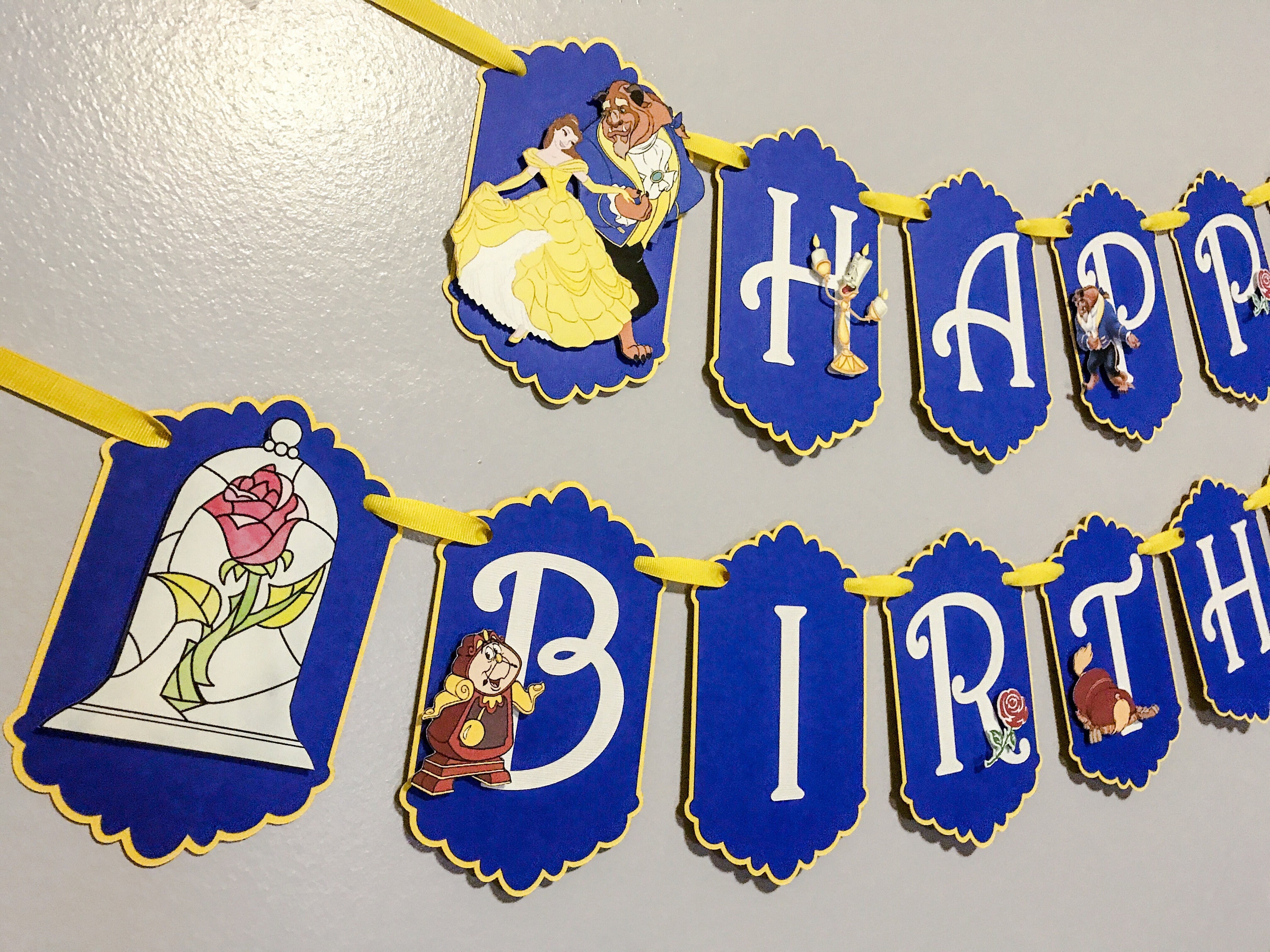 Beauty and the Beast Birthday Banner / Beauty and the Beast