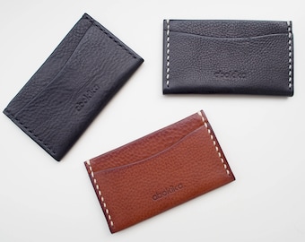 SALE 50% OFF --- Leather Card Case, Leather Slim Wallet, Leather Card Holder