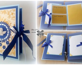 Baby boy memory book, Baby book, Baby photo album, Blue baby shower book, Baptism book, Christening book, Blue memory book