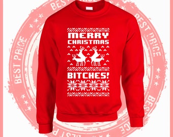 On Sale Today Merry Christmas Bitches-Ugly Christmas sweater-Merry Christmas sweater-Hotline bling-drake-ugly sweater party-Ya filthy Animal