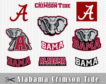 SVG DXF University Alabama Crimson Tide Logos Сlip Art Layered Vector Files Silhouette Studio Cameo Cricut Design Stencil Vinyl Decal Tshirt