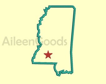 Mississippi Applique Design 7 Mississippi State Shape AppliqueSize -INSTANT download machine embroidery