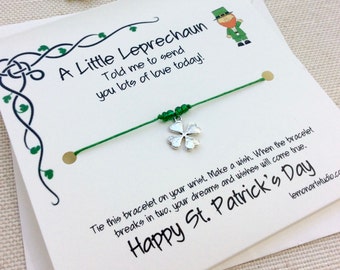 St Patricks Day Wish Bracelet, St Pattys Day, St Patricks Day Friend, St Patricks Day Mom, Saint Patricks Day, St Patricks Day Card