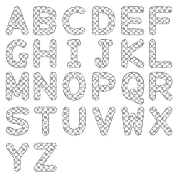 Digital checkered checker Monogram Font Alphabet Letters Svg cutting