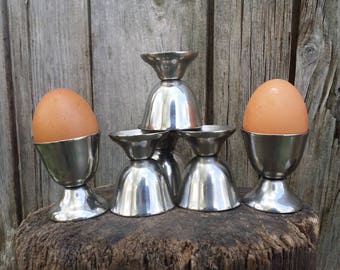 Egg holder set, Metal egg holder, Retro egg cups, Vintage egg cups, Old egg holder.