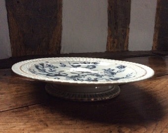 An Antique Victorian Mortlock Transfer Decorated Footed Plate/Tazza/Cake Stand
