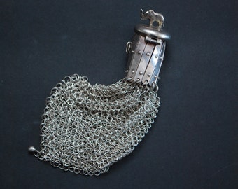 Silver Coin Purse, Sterling Vintage, Antique Portugal Handmade, Compact Ladies.