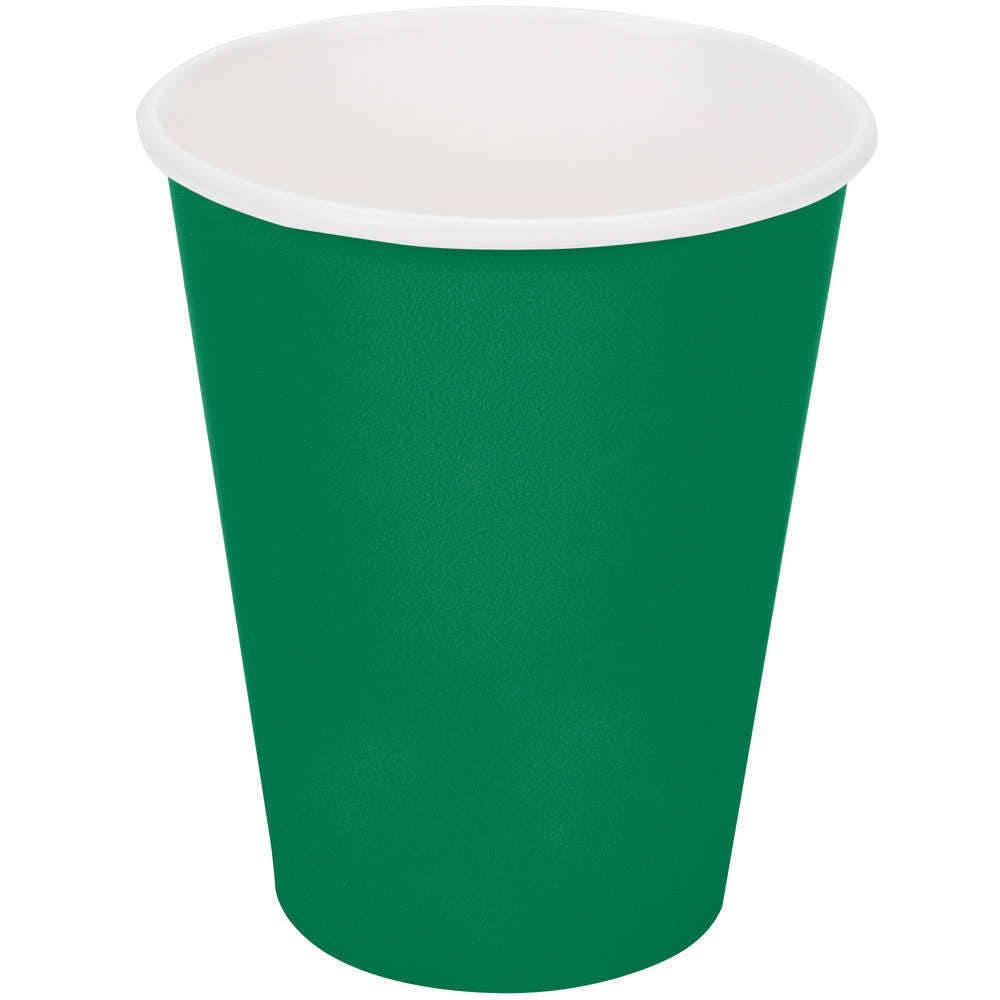 100 ct Emerald Green Poly Paper Cups 9oz Hot/Cold, Party Supplies