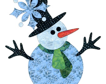 Applique Elementz - Let It Snow - Snowman - Batiks - Pre-fused - Laser-cut - Fusbile Fabric Applique