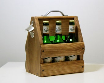 Wooden six pack beer carrier, Wooden Beer Carrier, Wooden Beer Caddy, Valentine's Day gift, Personalized Birthday Gift