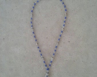 Silver chain w Cobalt Blue marquis charm