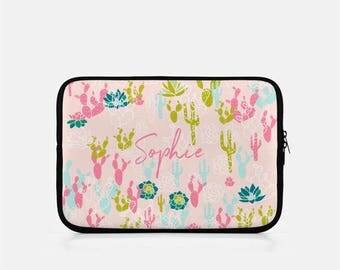 Personalized iPad Sleeve, Monogram iPad Sleeve, iPad Mini Sleeve, Cactus iPad Sleeve, Kindle Sleeve, Pink iPad Sleeve, Cactus Tablet Sleeve
