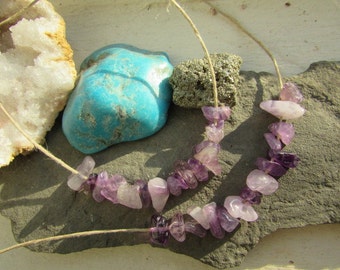 15 Crystal Amethyst and Hemp Necklace