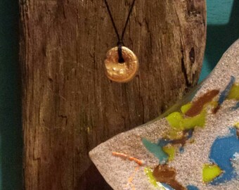 Lake Michigan 18 kt. Gold Leafed Crinoid Pendant Necklace