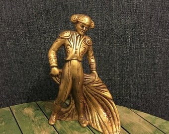 Vintage Mid-Century 1960's Ceramic Gold Leaf Matador Statue