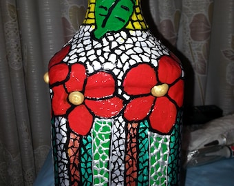 Upcycled Mosaic effect Vase(Plastic juice bottle)