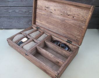 Watch Box mens sunglass box Wood rustic watch box Men Gift watch box rustic wood watch box Men's Watch Box anniversary gift for men