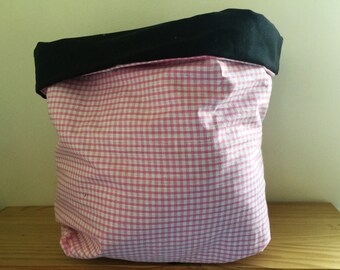 Toy Storage Basket black and white (Sac à jouets en tissu reversible
