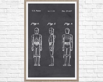 Star Wars Poster, C3PO Star Wars Patent Print - Star Wars Poster - C3PO Patent Poster - C3PO Art - Sci Fi Poster - Star Wars C-3PO Print