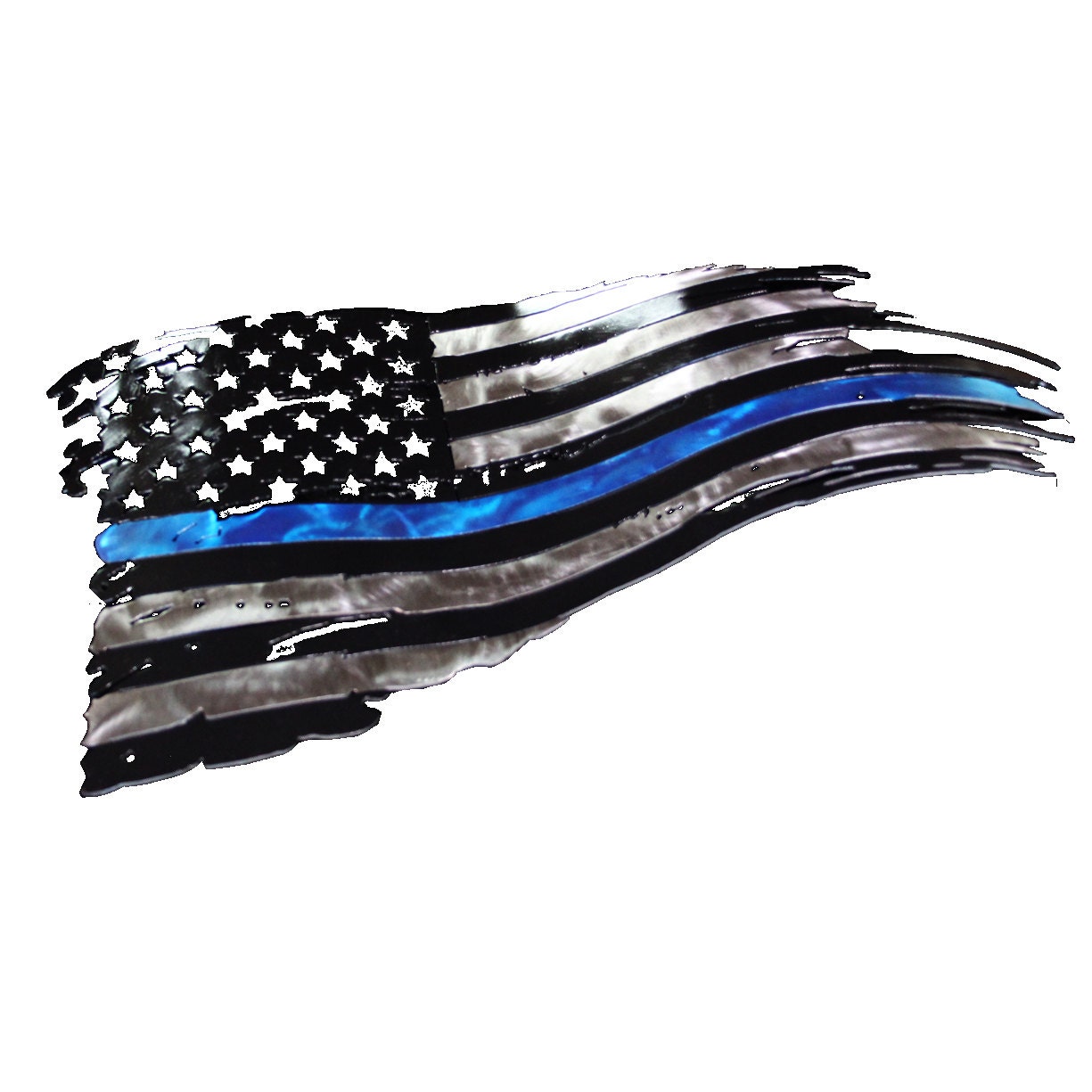 Download Tattered American flag thin blue line flag back the blue