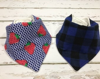 Organic Baby bib baby shower Gift Organic Bandana bib strawberry Bib Drool bib baby shower gift organic girl bib buffalo plaid bib