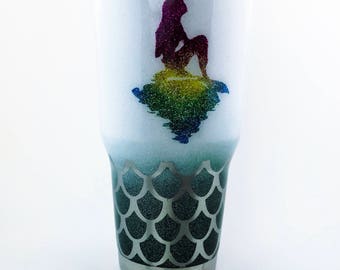 Mermaid Tumbler | mermaid YETI, mermaid tumbler, custom tumbler, glitter cups, glitter YETI cups, glitter tumbler, mermaid, mermaid rambler