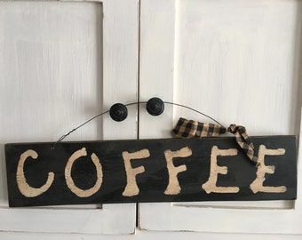 Items similar to Distressed Wood Coffee Sign on Etsy