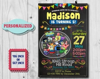 Spongebob Invitation / Spongebob Birthday Invitation / Spongebob Birthday / Spongebob Invite / Spongebob Party / Patrick /Spongebob SS