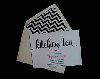 Pretty Bridal Shower Invitation - Hearts Kitchen Tea Invitation - Hen Party Invitation