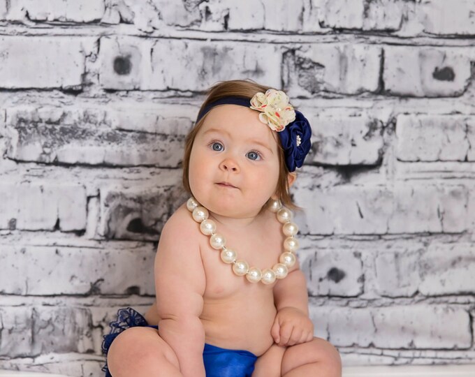 Baby Girls Navy Blue Headband, photo prop, birthday headband, baby headband, baby bows, headbands, blue, baby outfit, navy bloomers baby set
