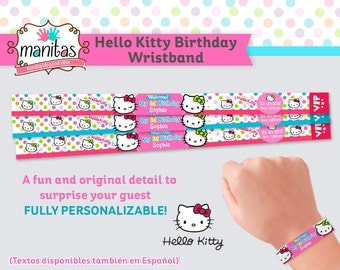 40 pack - Hello Kitty Birthday Wristband - Party Wristband - Custom Wristband - Paper Wristband - Personalized Wristband - Hello Kitty Cake