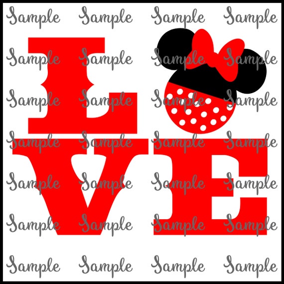 Download Disney Minnie LOVE Valentines Day SVG PNG files for Cutting