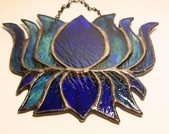 Stained glass lotus flower wall hanging, sun catcher