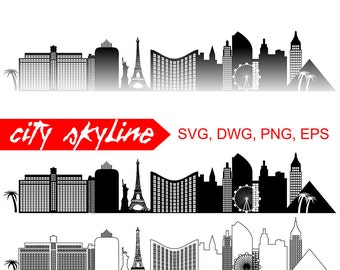 Las Vegas SVG, Las Vegas Vector Skyline, Las Vegas silhouette, Svg, Dxf, Eps, Ai, Cdr, Skyline Clipart Design, California clip art