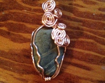 River stone wire wrapped pendant