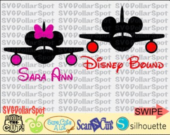 Disney Bound SVG - Disney Trip SVG - Mickey Airplane -Minnie Airplane - SVG File - Silhouette Studio File