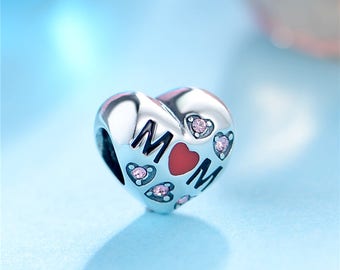 silver charms Authentic Sterling Silver charm i love mum beads Fits European Pandora Charm Bracelet