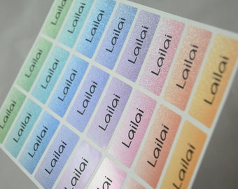 Waterproof Name Labels Name Stickers personalized glittery gradation, glitter labels, glitter label,personalized name tags, Rainbow, MEDIUM
