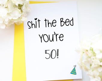 50th birthday card// fiftieth birthday card// milestone birthday card// funny birthday card// profanity birthday card