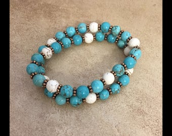 Vintage look turquoise & white bracelet .