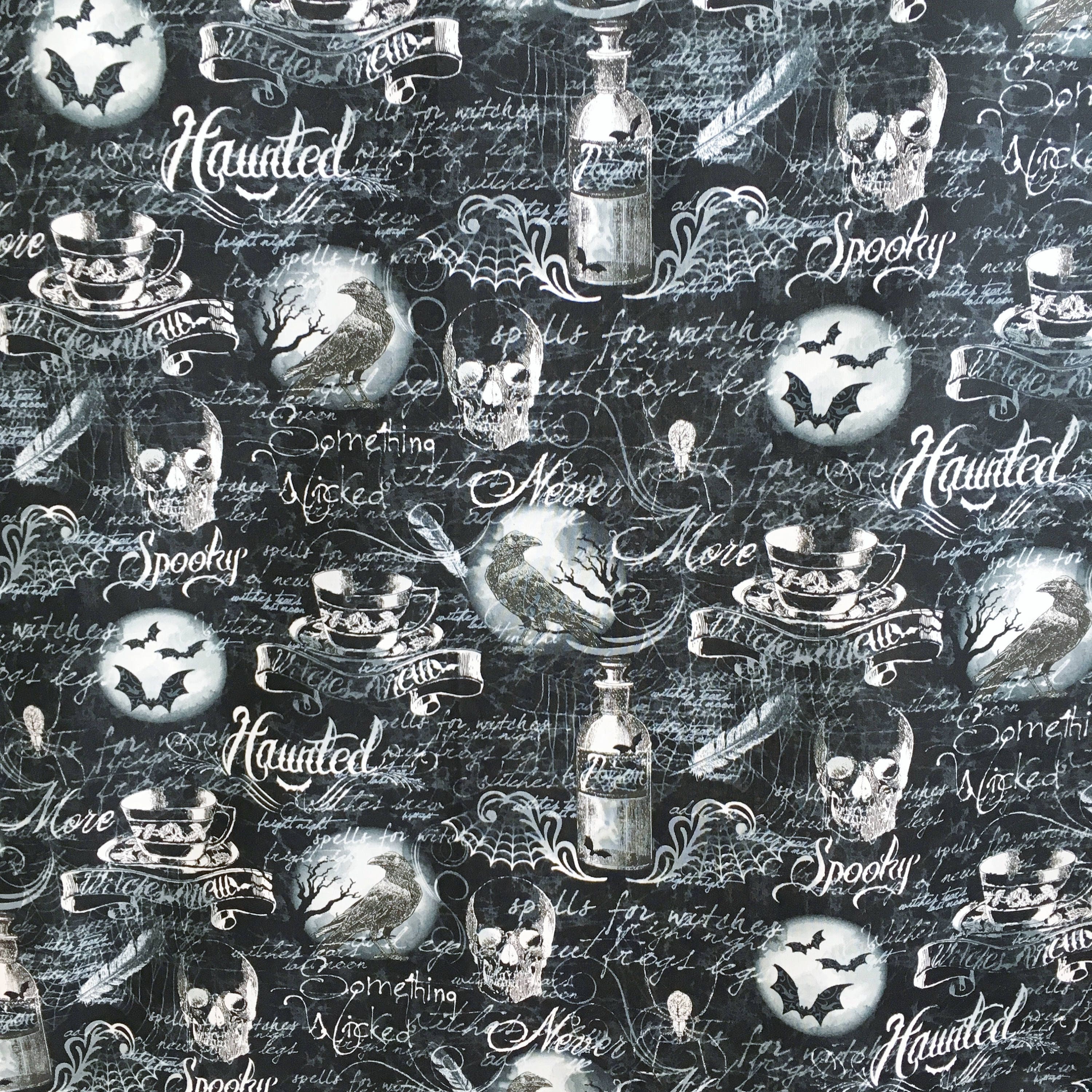 Gothic fabric Something Wicked fabric skulls fabric horror fabric